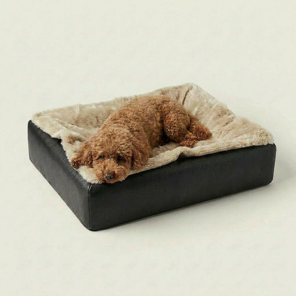 BIA Bett schwarz mit Kuschelfaktor in beige