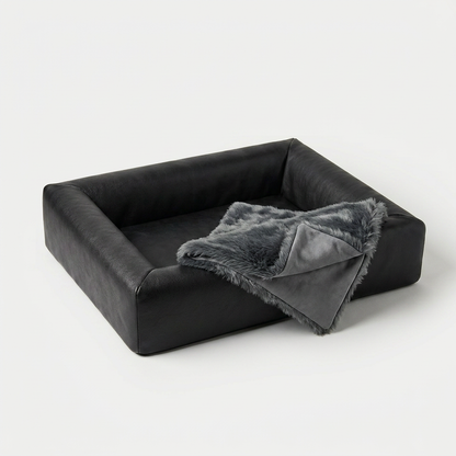 BIA Bett schwarz mit Kuschelfaktor in grau