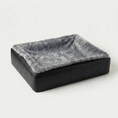 BIA Bett schwarz mit Kuschelfaktor in grau