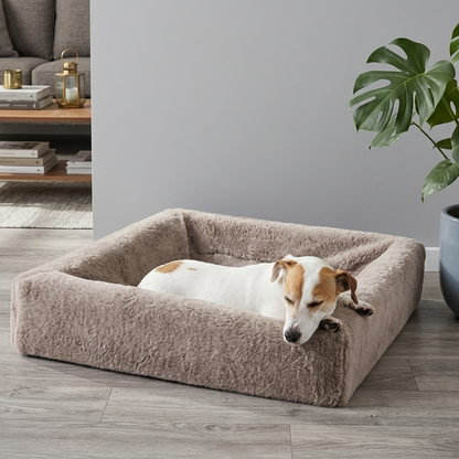 Wohlfühl-Set: BIA Bett mit gemütlichen Pilé-Cover - Taupe